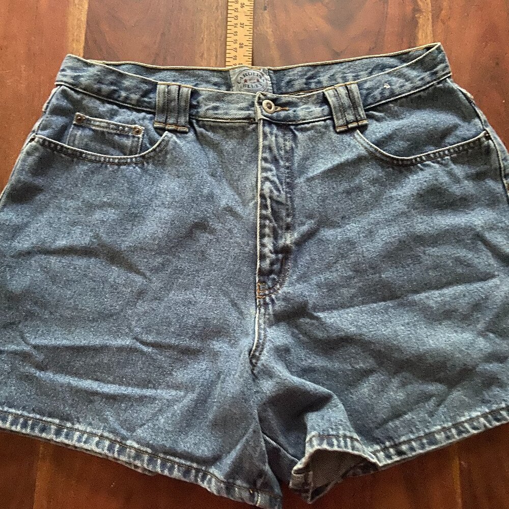 Vintage Carolina Blues High Waist Denim Shorts 100% Cotton Sz 18 Retro